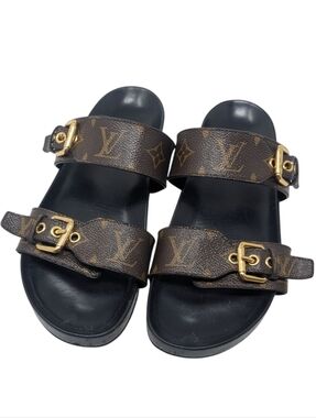 Louis Vuitton Bom Dia Brown Monogram Sandals Size EU 38